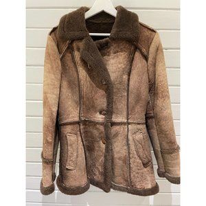 VTG Cosa Nova Shearling suede sheepskin duffle Rancher Marlboro coat women small
